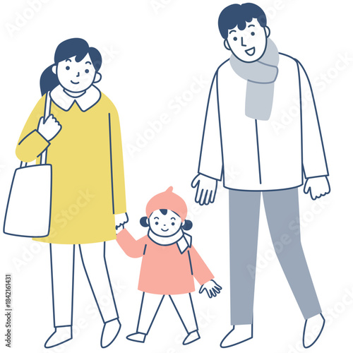 お出かけする家族