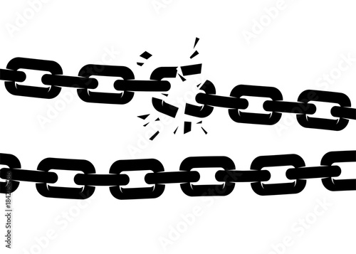 Broken chain and intact chain stock illustration