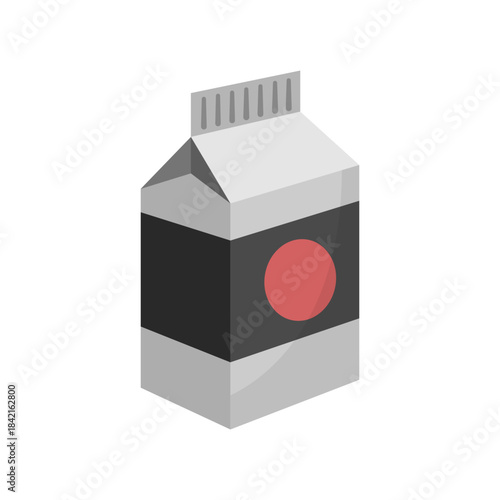 Cardboard bag. Paper milk packaging illustration. Yogurt, juice pack. Cartoon Vector icon. Flat design