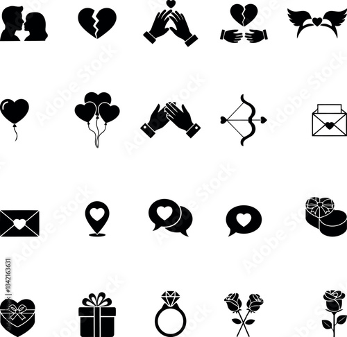 Valentine s day icons collection vector illustration set