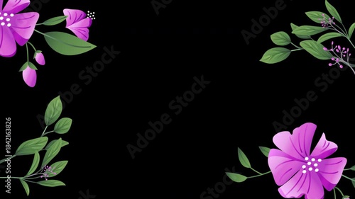 Floral Frame Background Animation Transparent Background Alpha Channel