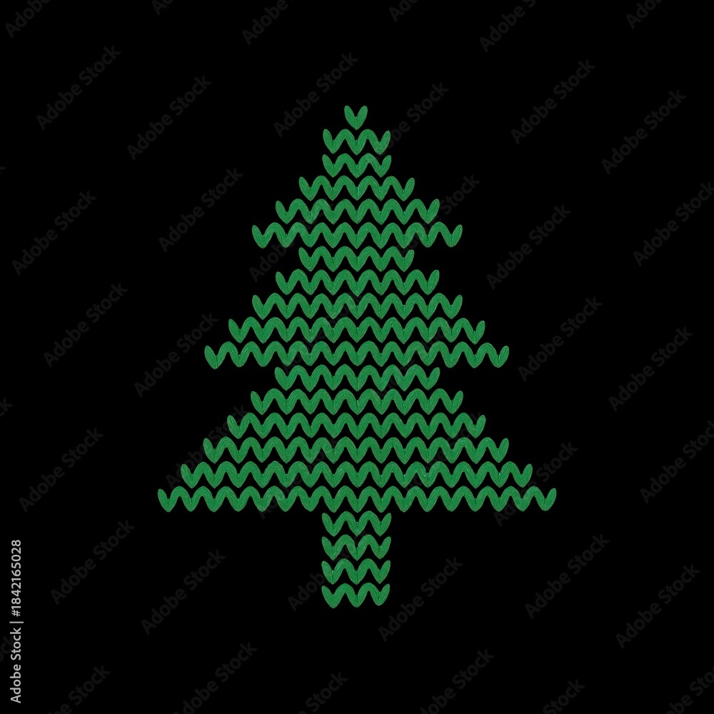 Fototapeta premium Knitted evergreen tree illustration
