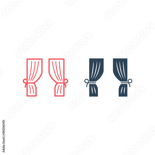 Curtain icons set logo template design illustration
