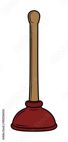 red plunger with handle without background
