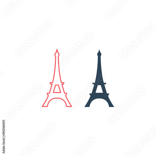 Eiffel tower icons set logo template design illustration
