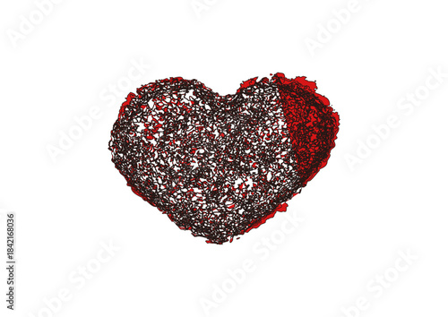 線で書かれた赤いハート・手書きの赤いハート