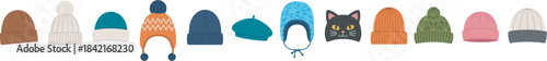 Winter Hats Vector with Wool Caps and Knitted Beanies