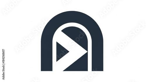 Minimalist arch play button logo icon vector