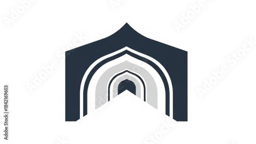 Geometric islamic mosque arch gate logo vector
