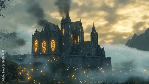 Mystical Castle Amidst the Clouds - A Fantasy Landscape.