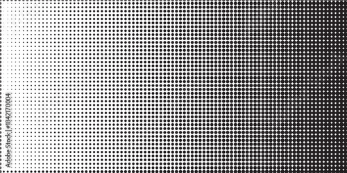 Set of halftone dots gradient pattern texture isolated on white background. Straight dotted spots using halftone circle dot raster texture. Vector blot half tone collection.