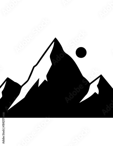 Vector illustration of a black and white shark and wolf silhouette for a winter mountain nature landscape design