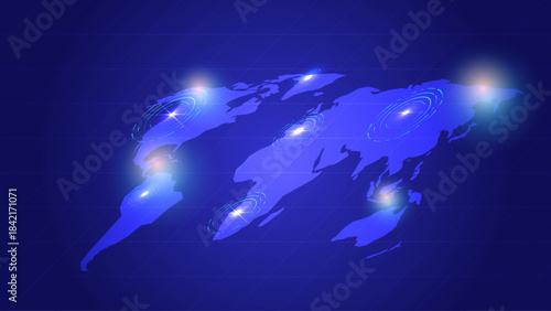 Global Network Connection World Map Technology Background