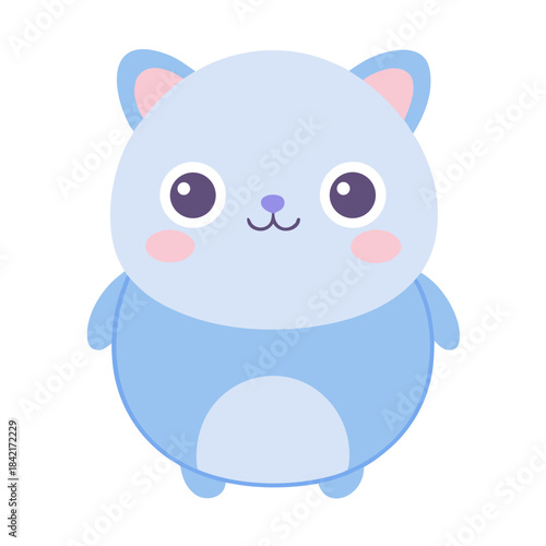 A cute blue animal cartoon character illustration with big eyes and pink cheeks