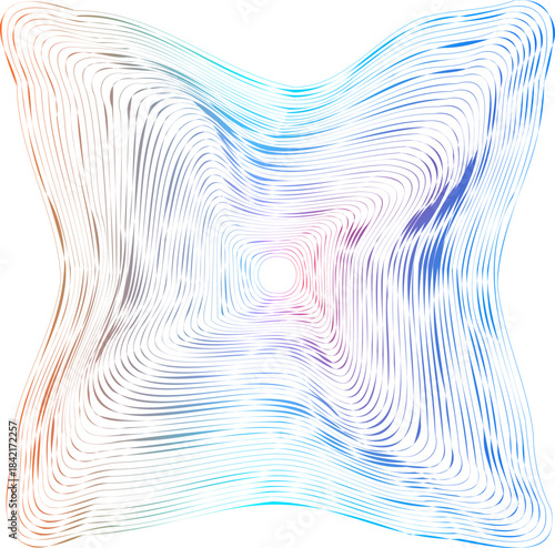 Vibrant Multicolor Flowing Contour Line Shape Abstract Gradient Topographic Curve Pattern with Organic Ripples and Fluid Geometry for Modern Branding, Posters and Digital Backgrounds