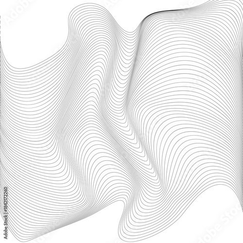 Dense Curvy Topographic Line Pattern Abstract Layered Contour Flow Texture in Black and White, Seamless Mapping Style Background for Modern Branding, Packaging and Digital Artwork