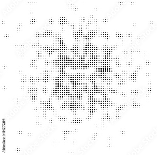 Halftone Dot Explosion Abstract Background Gradient Dotted Texture with Organic Scatter Pattern, Modern Retro Pop Art Inspired Minimal Black Dots on White