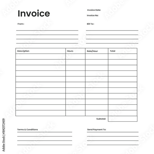 Blank invoice editable template
