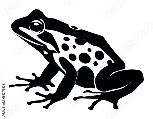 Black silhouette frog illustration isolated amphibian vector design with spotted skin detail animal wildlife icon drawing symbol exotic nature reptile toad outline graphic isolated clipart element