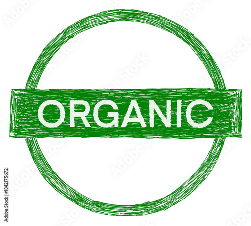 Organic Green Badge Style Pen Texture Text Circular 