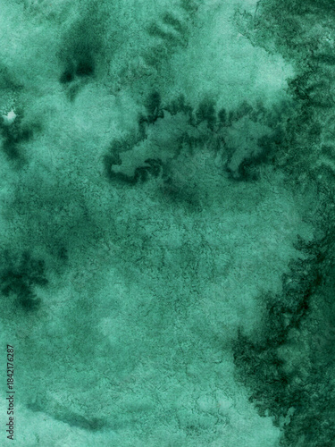 Wallpaper Mural Abstract green watercolor wash background, modern art texture with delicate brush strokes and splatters Torontodigital.ca