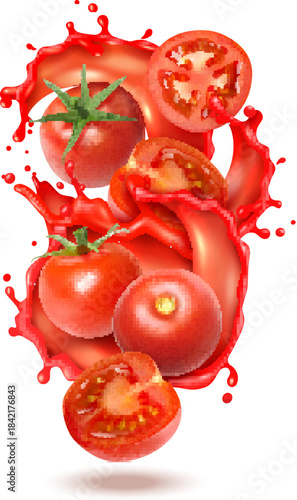 Realistic tomato juice vector