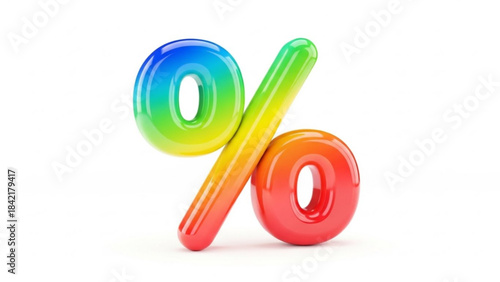 A colorful 3d percentage sign with a rainbow gradient