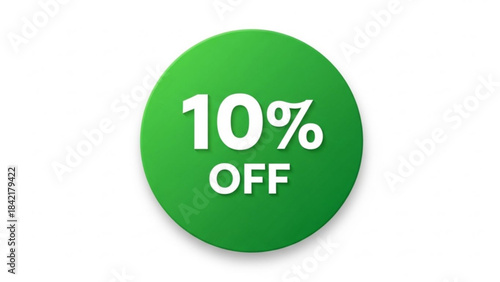 Green circle discount label with white text