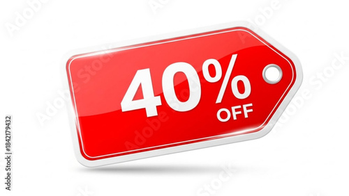 Red discount label with forty percent off text