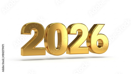 Golden 3d shiny number 2026 for new year celebrations