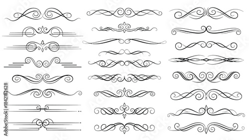 Elegant Vintage Decorative Dividers and Ornate Swirls for Graphic Design Elements	