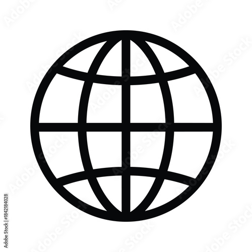Globe icon outline symbol for internet and world wide web