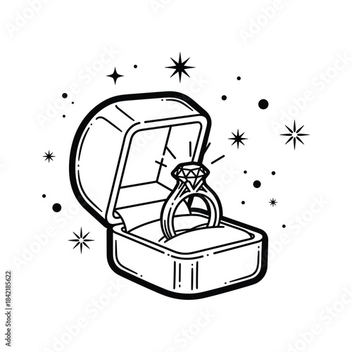 Engagement Ring in Box Illustration