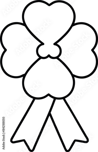 Clover medal line art simple outlined medal with ribbons
