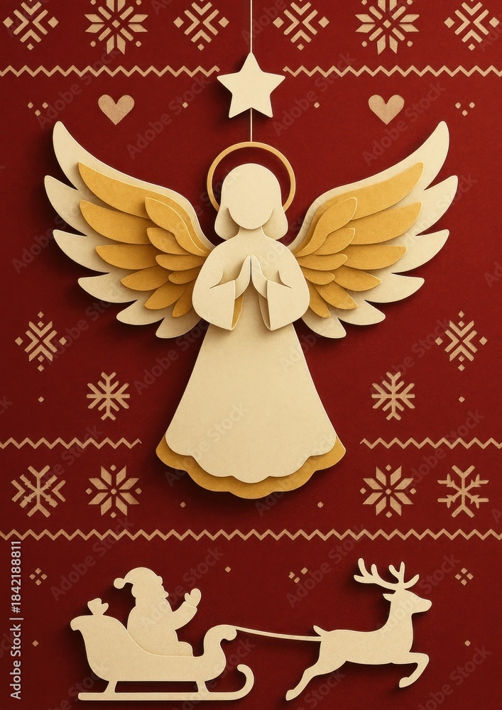 Naklejka premium Festive angel Christmas wallpaper