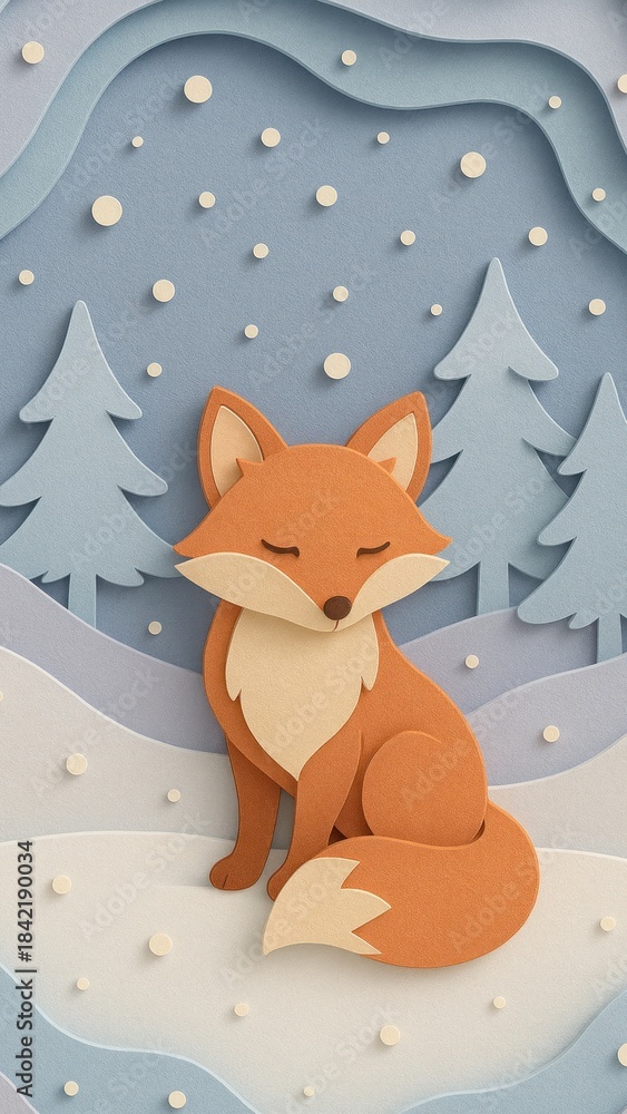 Fototapeta premium Whimsical fox winter wonderland