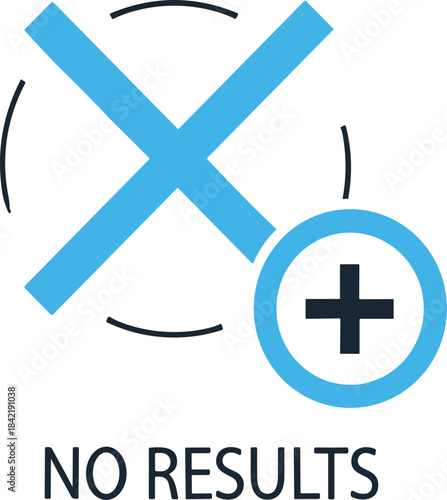 No results error failed search vector icon large X mark plus sign new attempt solution