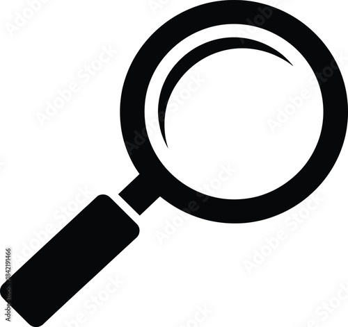 Magnifying glass silhouette icon search research investigation focus analysis finding vector