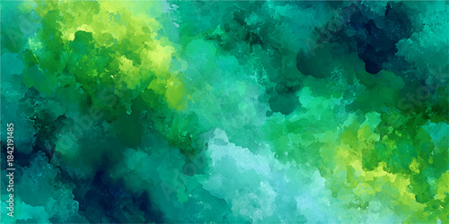 Vibrant abstract pattern of green and yellow blending in a flowing, cloudy texture