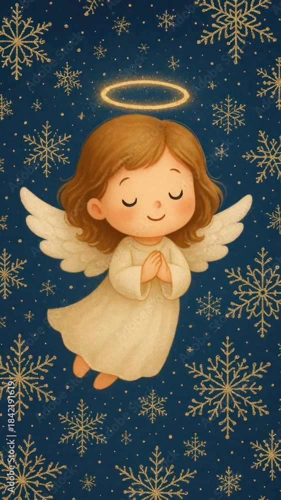 Obraz premium Angelic child with snowflakes