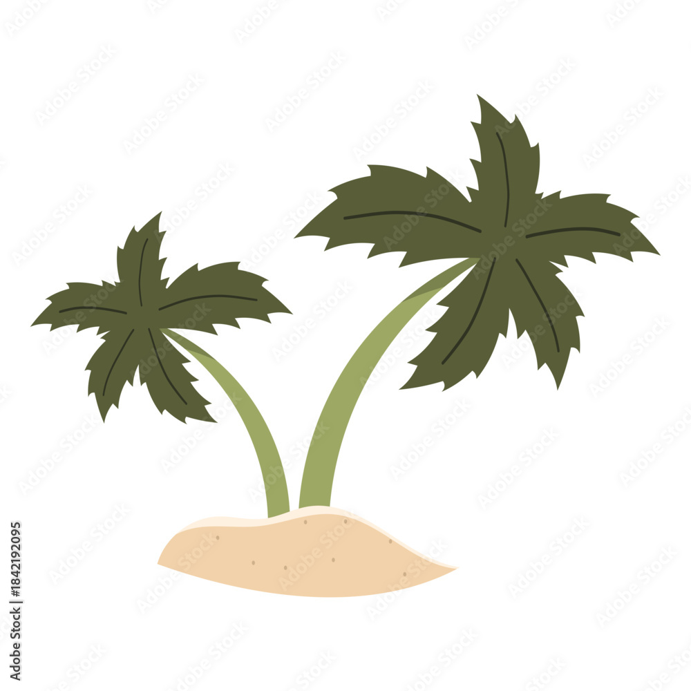 Fototapeta premium Illustration of Two Palm Trees on Island