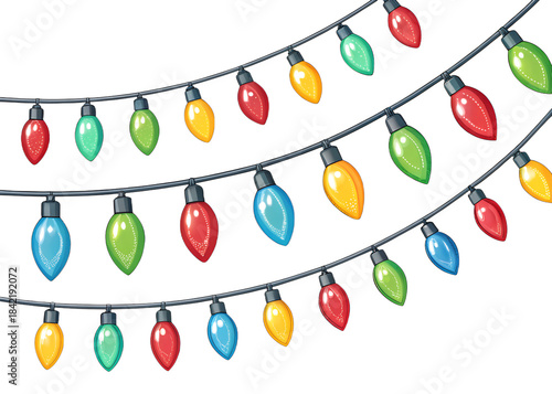 Colorful Christmas Light String Festive Decorative PNG with Transparent Background