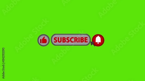pop up video animation subscribe, like, bell icon on green screen