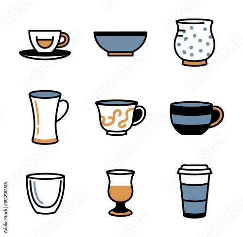 Wallpaper Mural Collection of coffee cups and mugs vector illustration Torontodigital.ca
