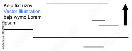 Graphic design, data analysis, progress, movement, minimalism, direction. Abstract lines and an arrow on a white background. Progress and data analysis concept visually