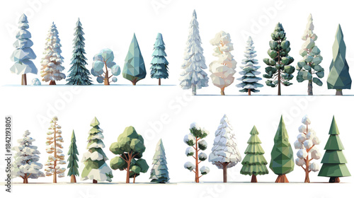 Watercolor evergreen tree collection featuring pine fir and forest trees ideal for winter landscapes nature scenes and seasonal illustration projects.