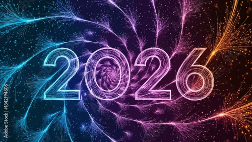 Digital art illustration of a glowing futuristic city skyline at night with neon lights for sci-fi concepts