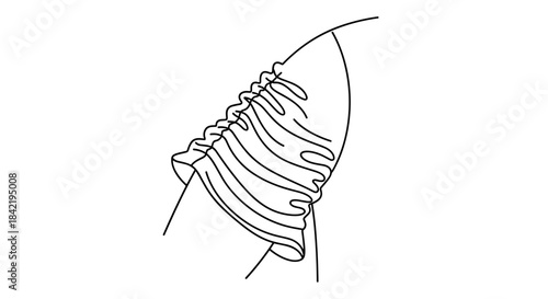 Line drawing of ruched sleeve detail, isolated on white background, showcasing fashion design elements