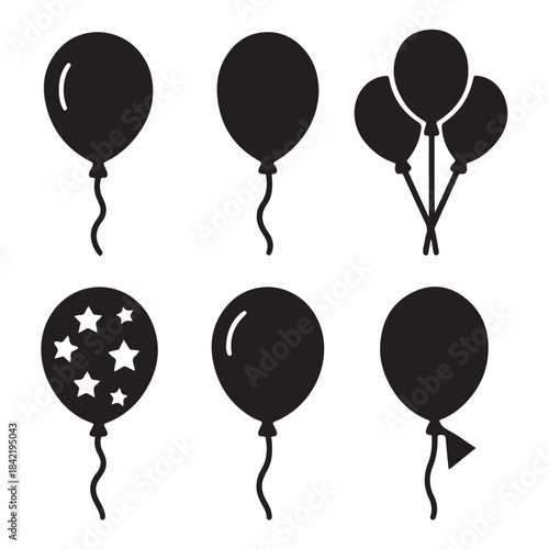 Birthday Balloon Silhouette – Tattoo Style Icon Vector