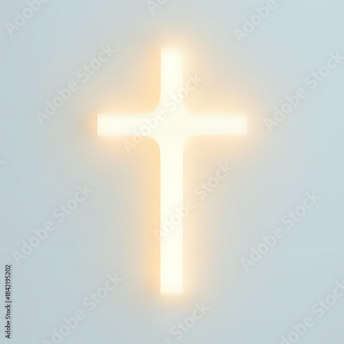 A luminous and ethereal cross symbol, radiating warmth and divine light against a serene, soft background, embodying spiritual hope, peace, and faith